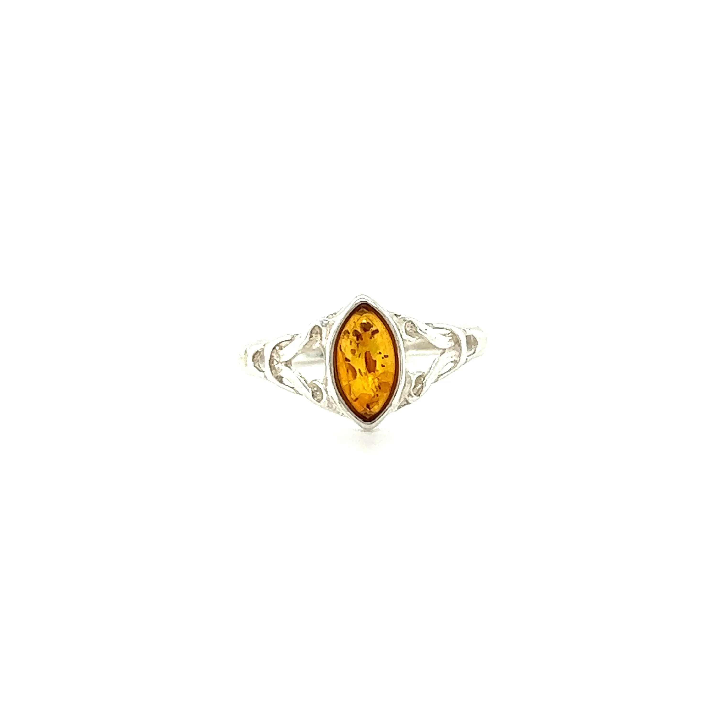 Delicate Celtic Inspired Amber Ring