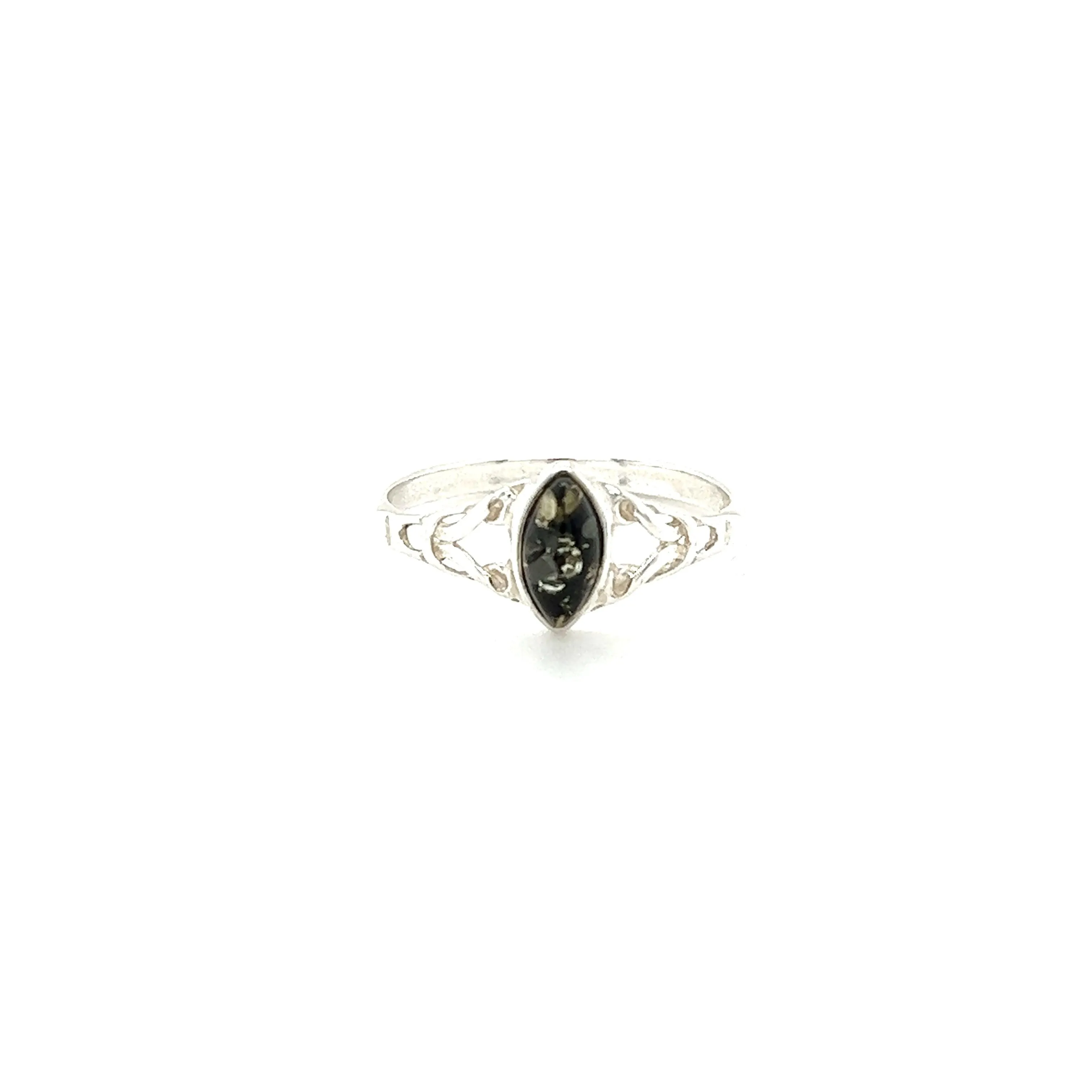 Delicate Celtic Inspired Amber Ring