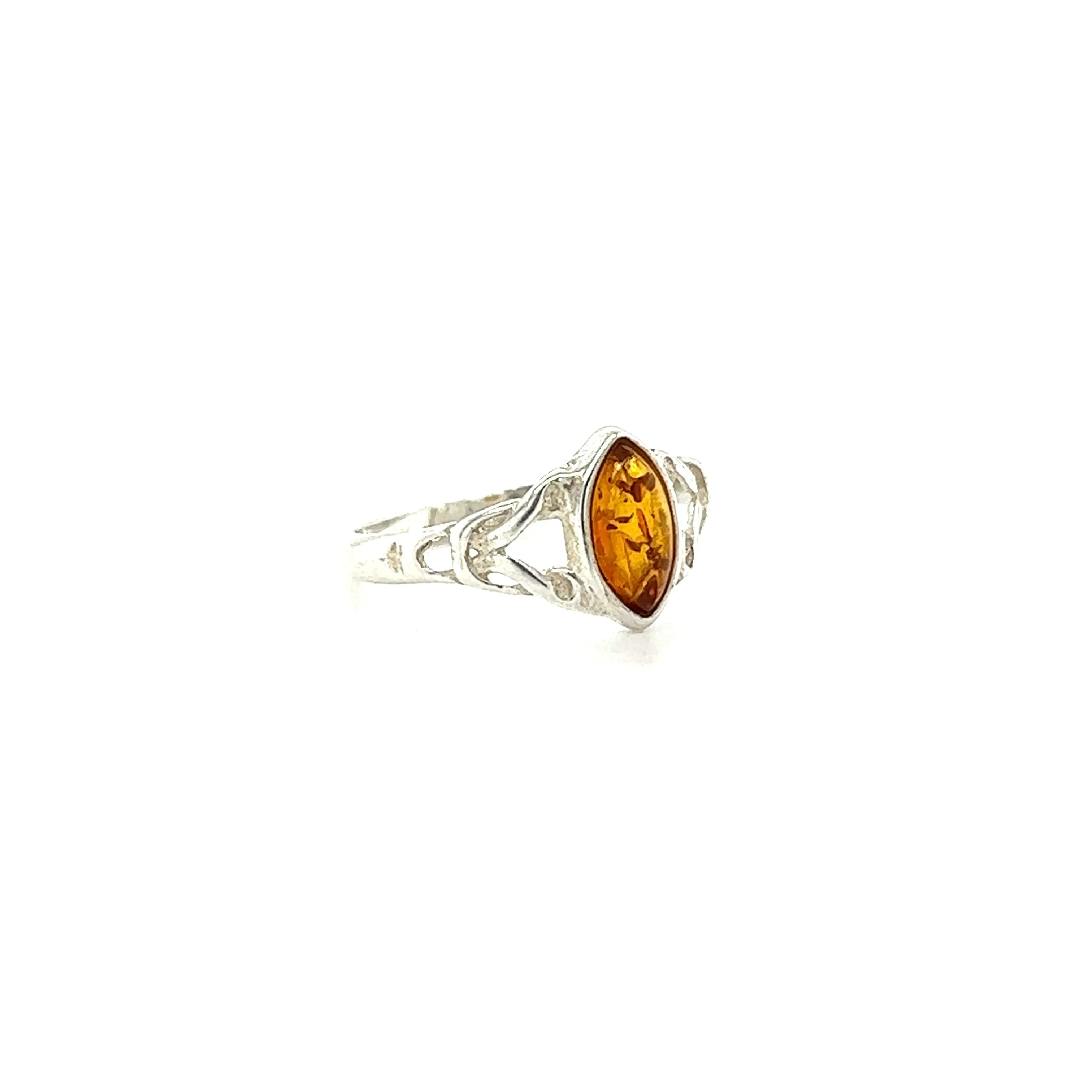 Delicate Celtic Inspired Amber Ring