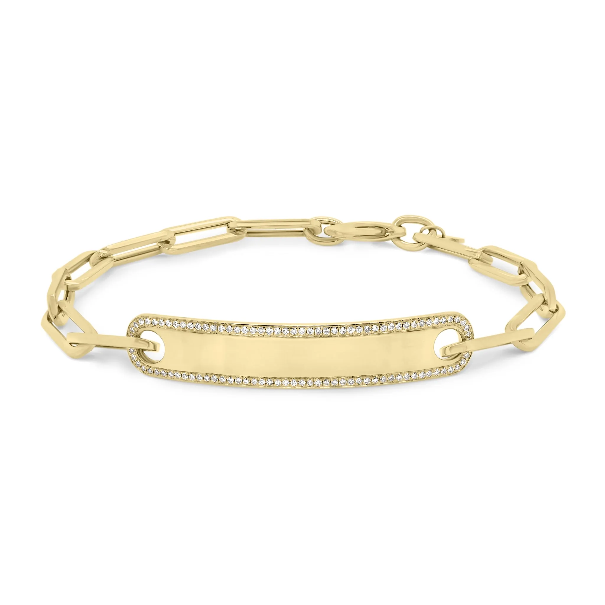 Diamond Framed ID Bracelet with Paperclip Chain