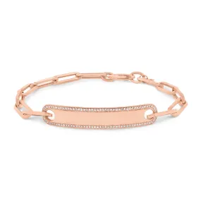 Diamond Framed ID Bracelet with Paperclip Chain