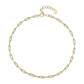 DIAMOND PAVE FLAT CABLE LINK NECKLACE