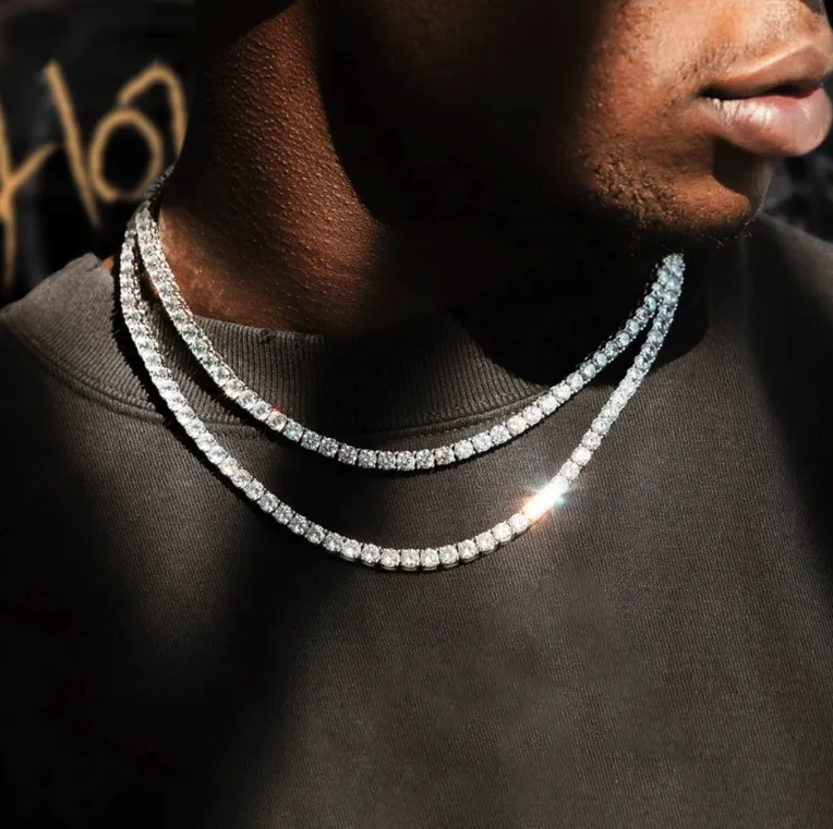 Diamond Pieces Iced Out Tennis Chain Necklace CZ