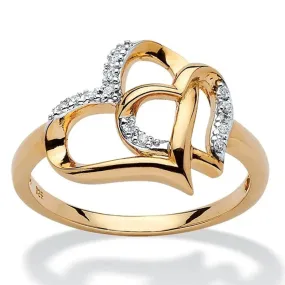 Double Heart CZ Ring