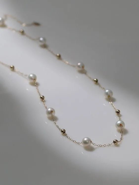 Elegant Stardust Pearl Chain Necklace