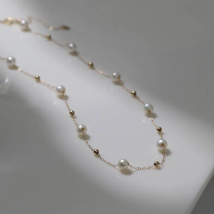 Elegant Stardust Pearl Chain Necklace