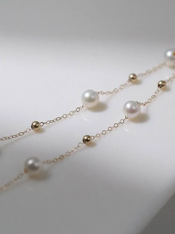 Elegant Stardust Pearl Chain Necklace