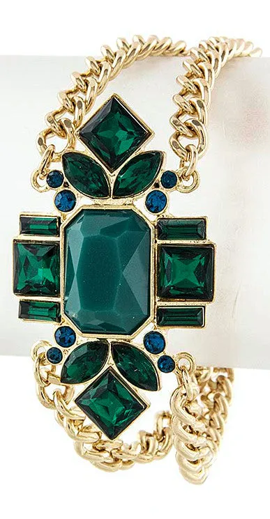 Emerald Jeweled Pendant Bracelet