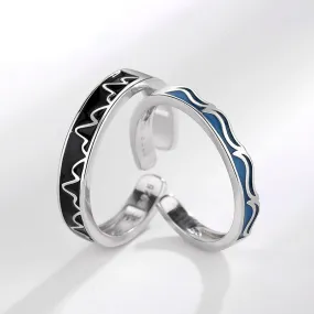 Engravable Ocean and Mountain Matching Pair Rings