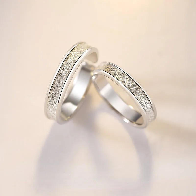 Engravable Sterling Silver Promise Rings Set for Couples