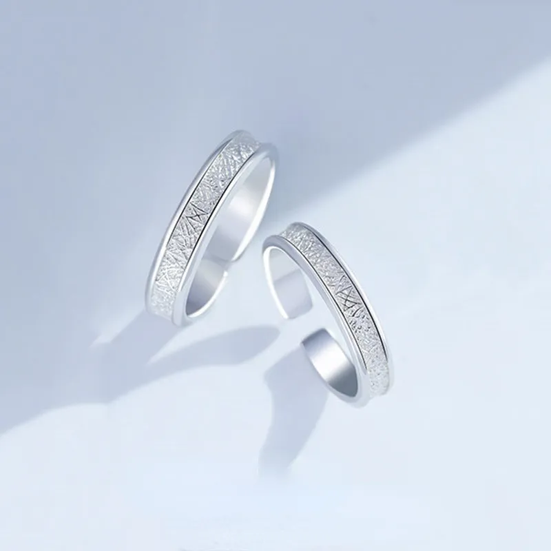 Engravable Sterling Silver Promise Rings Set for Couples