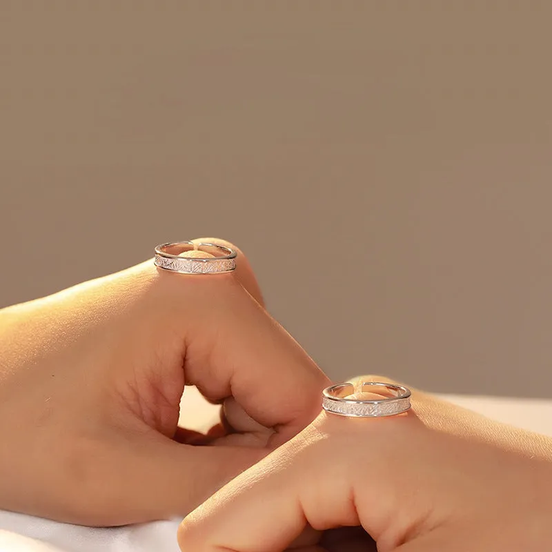 Engravable Sterling Silver Promise Rings Set for Couples