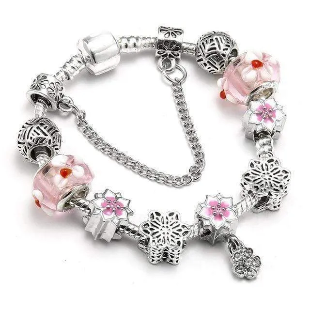 Flower Colourful Beads Charm Bracelet