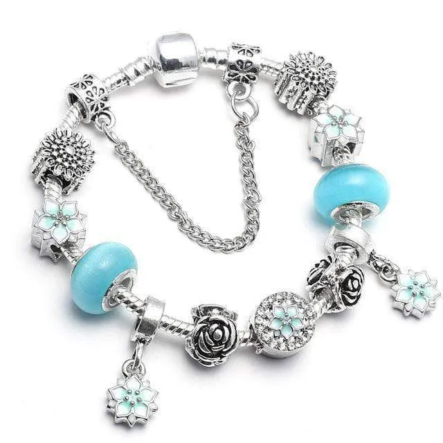 Flower Colourful Beads Charm Bracelet