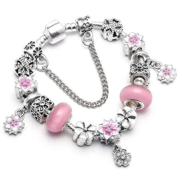 Flower Colourful Beads Charm Bracelet