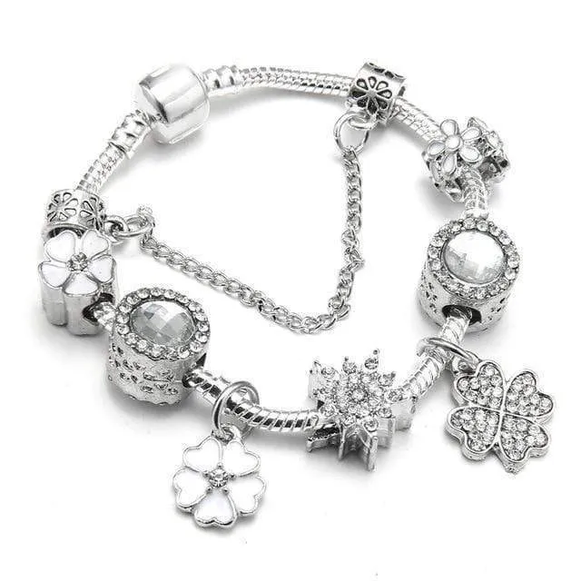 Flower Colourful Beads Charm Bracelet