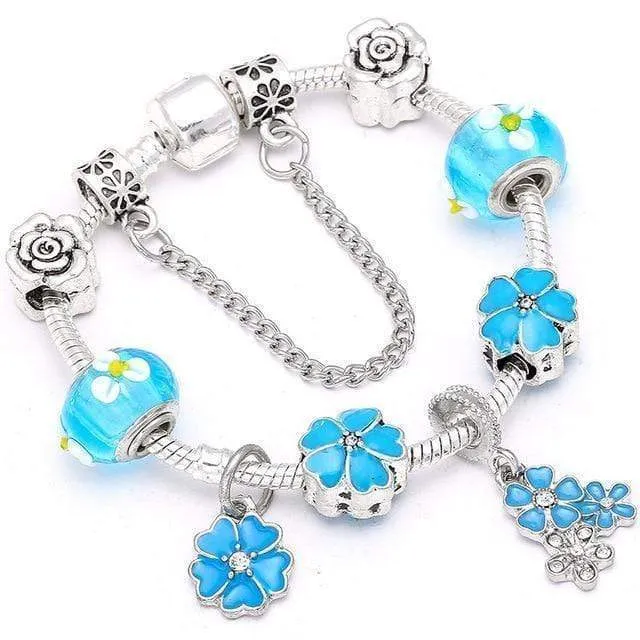 Flower Colourful Beads Charm Bracelet