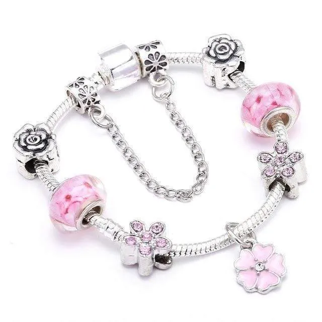 Flower Colourful Beads Charm Bracelet