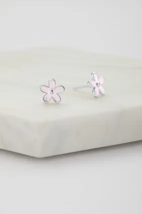 Flower Stud Earring - Pink - 925 Sterling Silver