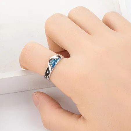 Flying Bird and Fish Couple Ring Romantic Resizable Couple Ring