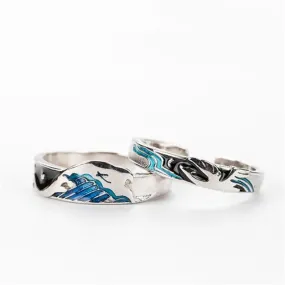 Flying Bird and Fish Couple Ring Romantic Resizable Couple Ring