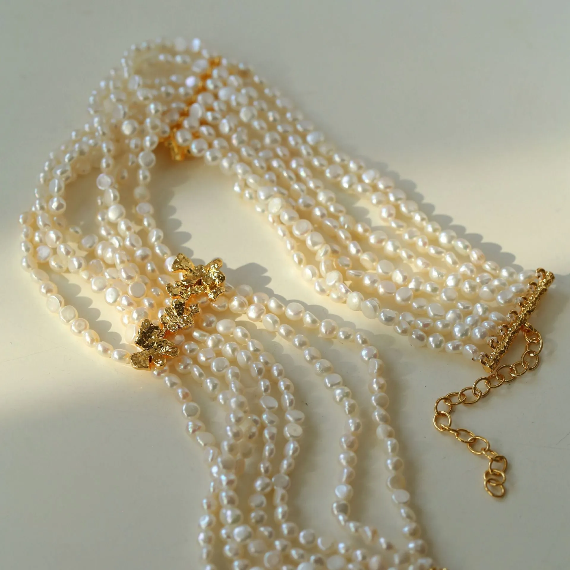 French Style Mini Multi-Layered Pearl Necklace