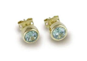 Gemstone Bezel Studs, Yellow Gold