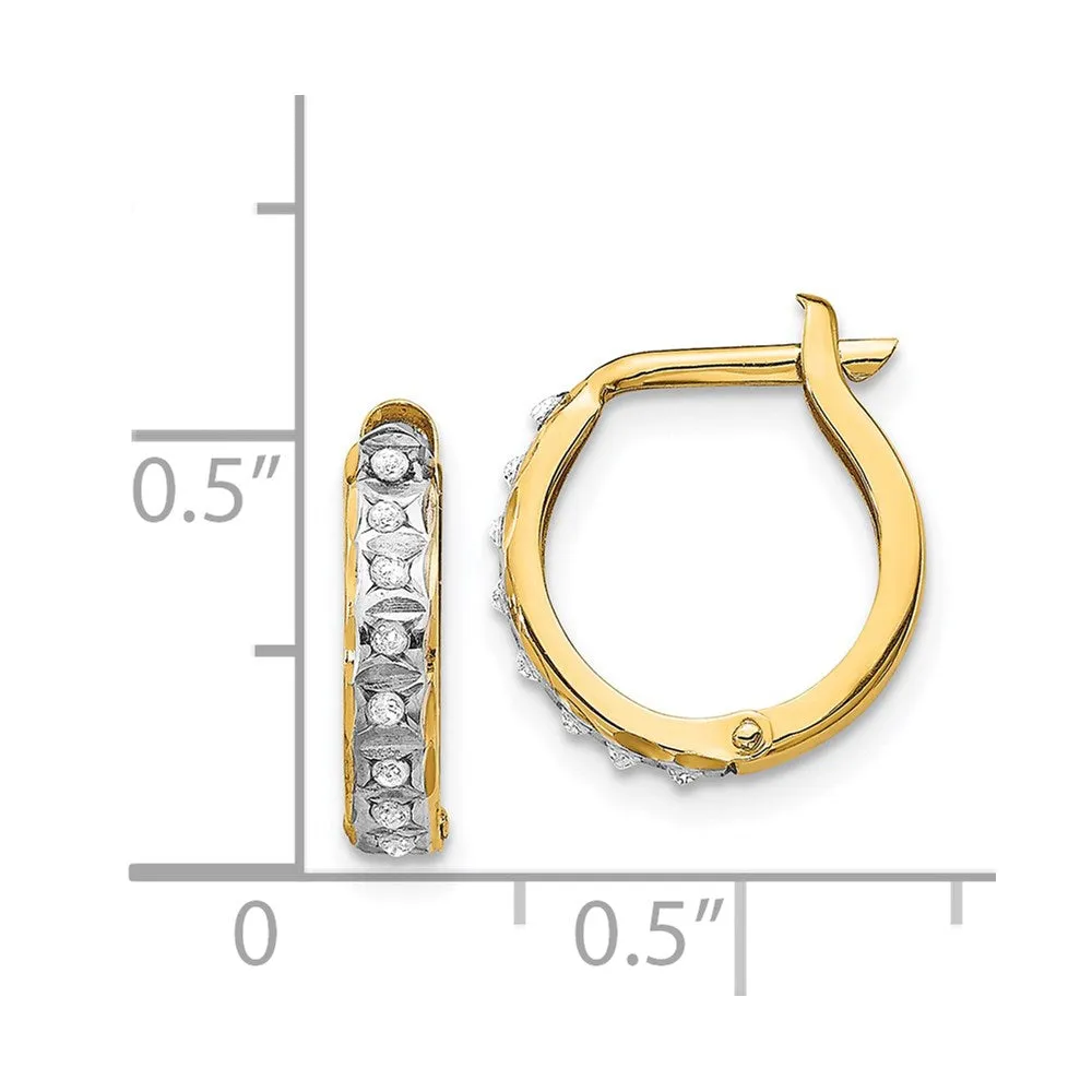 Gold Diamond Fascination Round Hinged Hoop Earrings - Model DF177