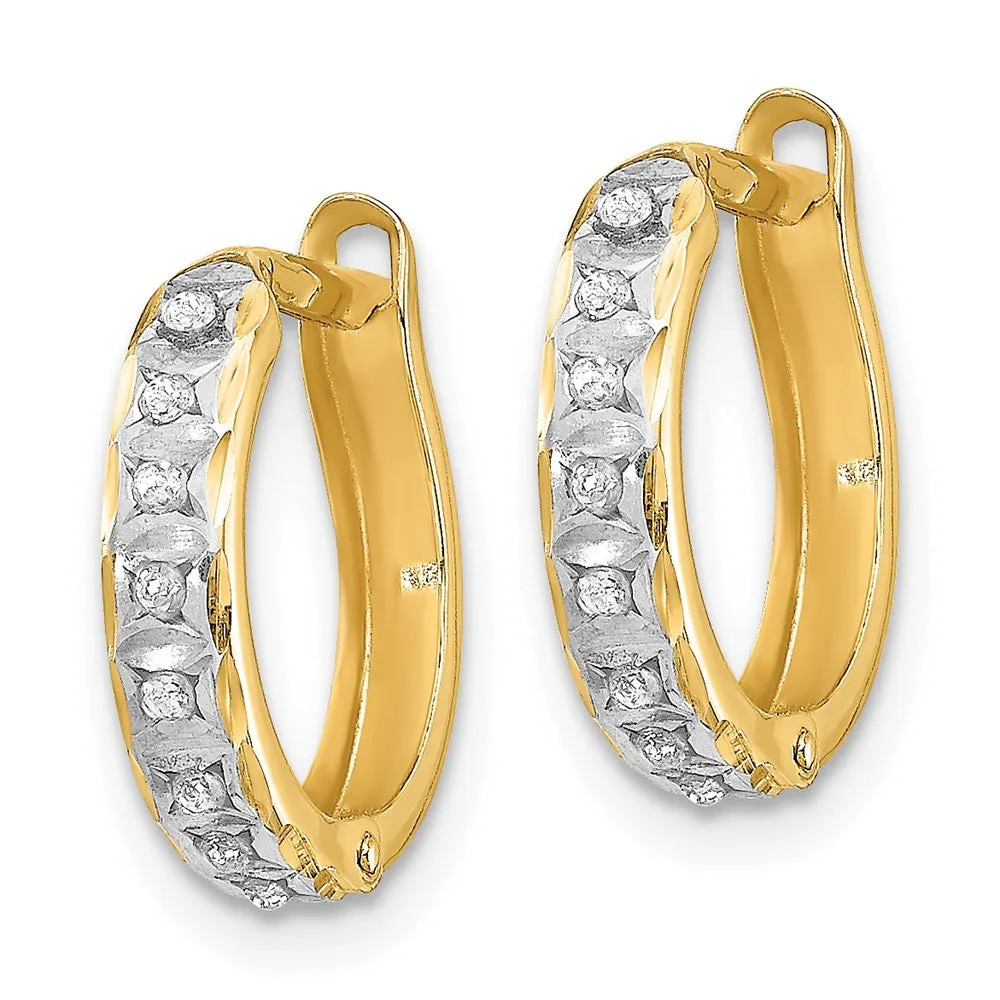 Gold Diamond Fascination Round Hinged Hoop Earrings - Model DF177