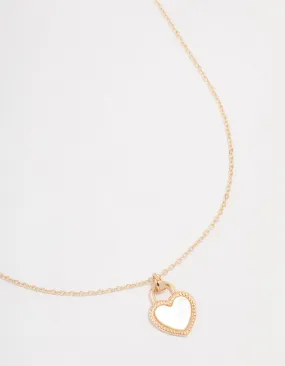 Gold Heart Locket Pendant Necklace