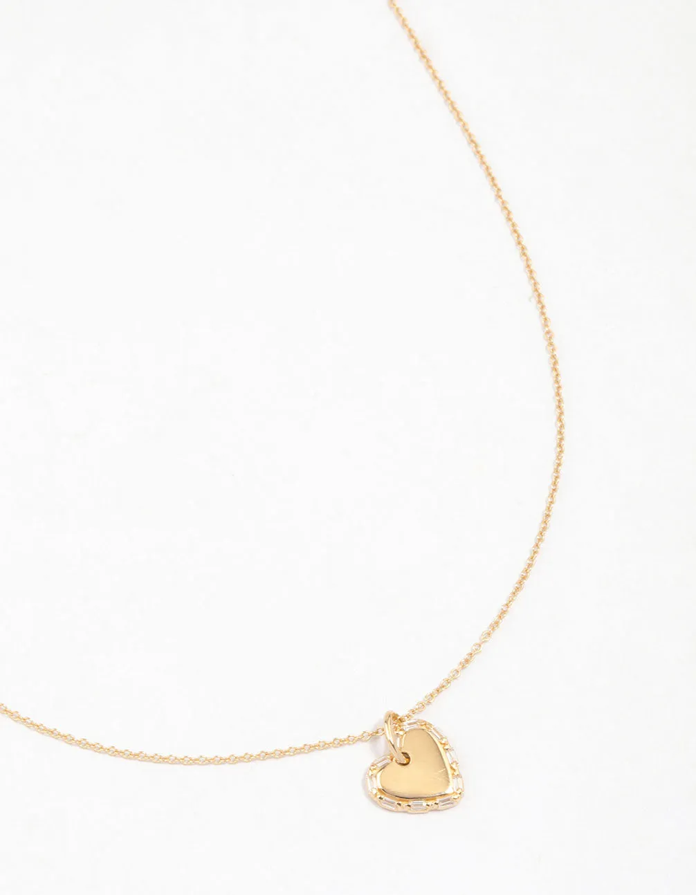 Gold Plated Sterling Silver Baguette Heart Necklace