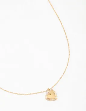 Gold Plated Sterling Silver Baguette Heart Necklace