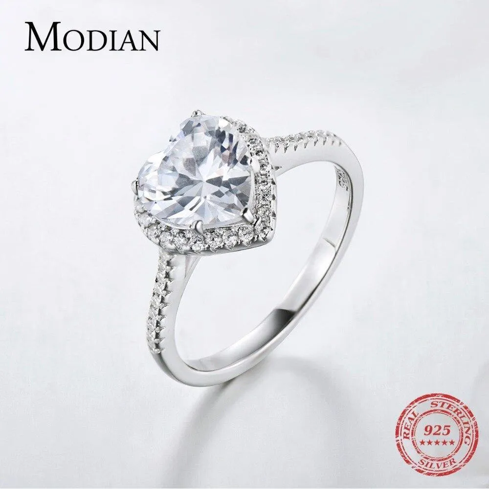 Gorgeous Heart shape AAAAA Quality CZ 925 Sterling Silver Wedding Ring