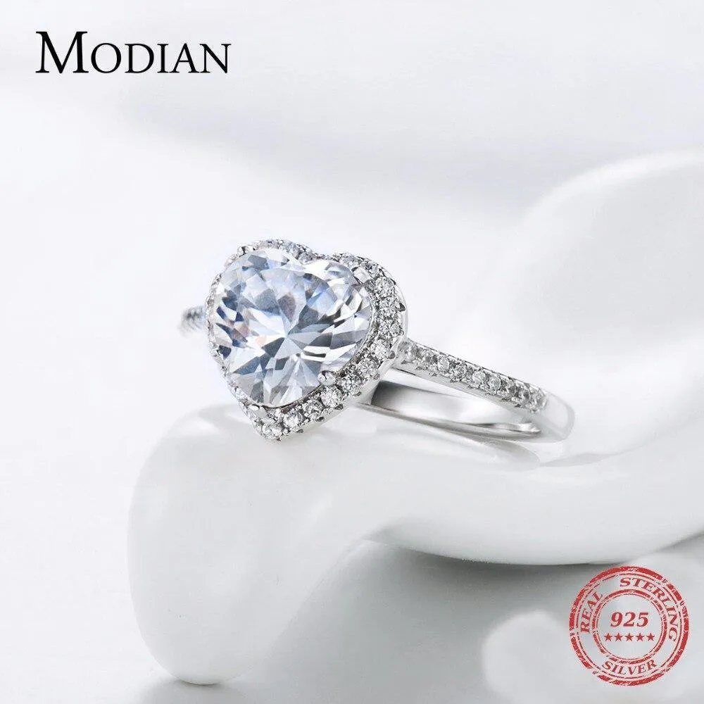 Gorgeous Heart shape AAAAA Quality CZ 925 Sterling Silver Wedding Ring