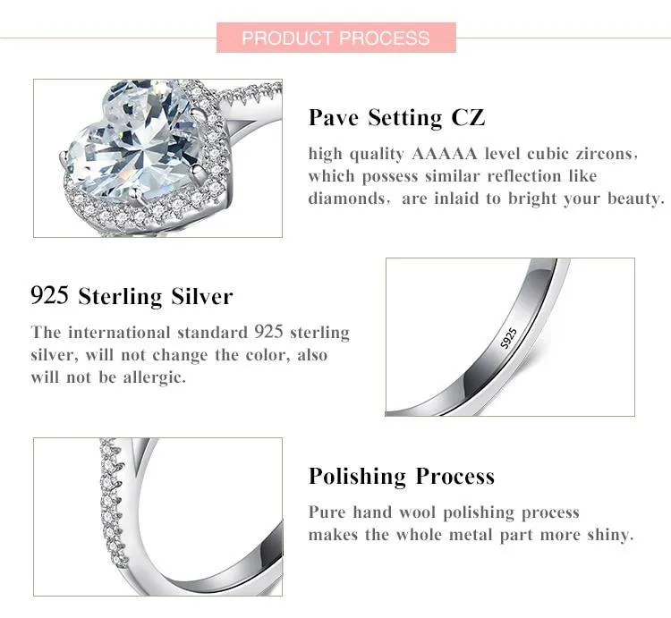 Gorgeous Heart shape AAAAA Quality CZ 925 Sterling Silver Wedding Ring