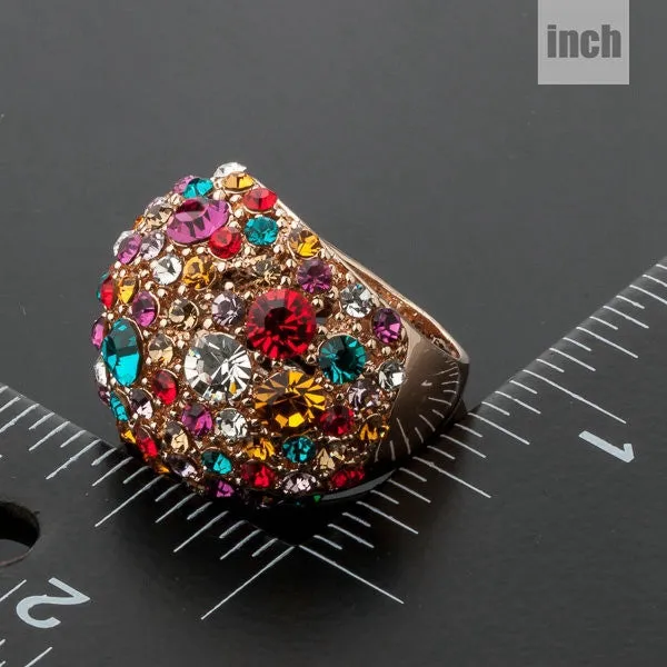 Gorgeous Rose Gold Plated Multicolour Stellux Austrian Crystal Ring