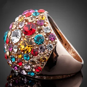 Gorgeous Rose Gold Plated Multicolour Stellux Austrian Crystal Ring