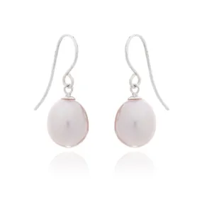 Gratia pink teardrop cultured freshwater pearl earrings