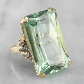 Green Rectangular Zircon Ring Women Jewelry Birthday Gift Jewelry