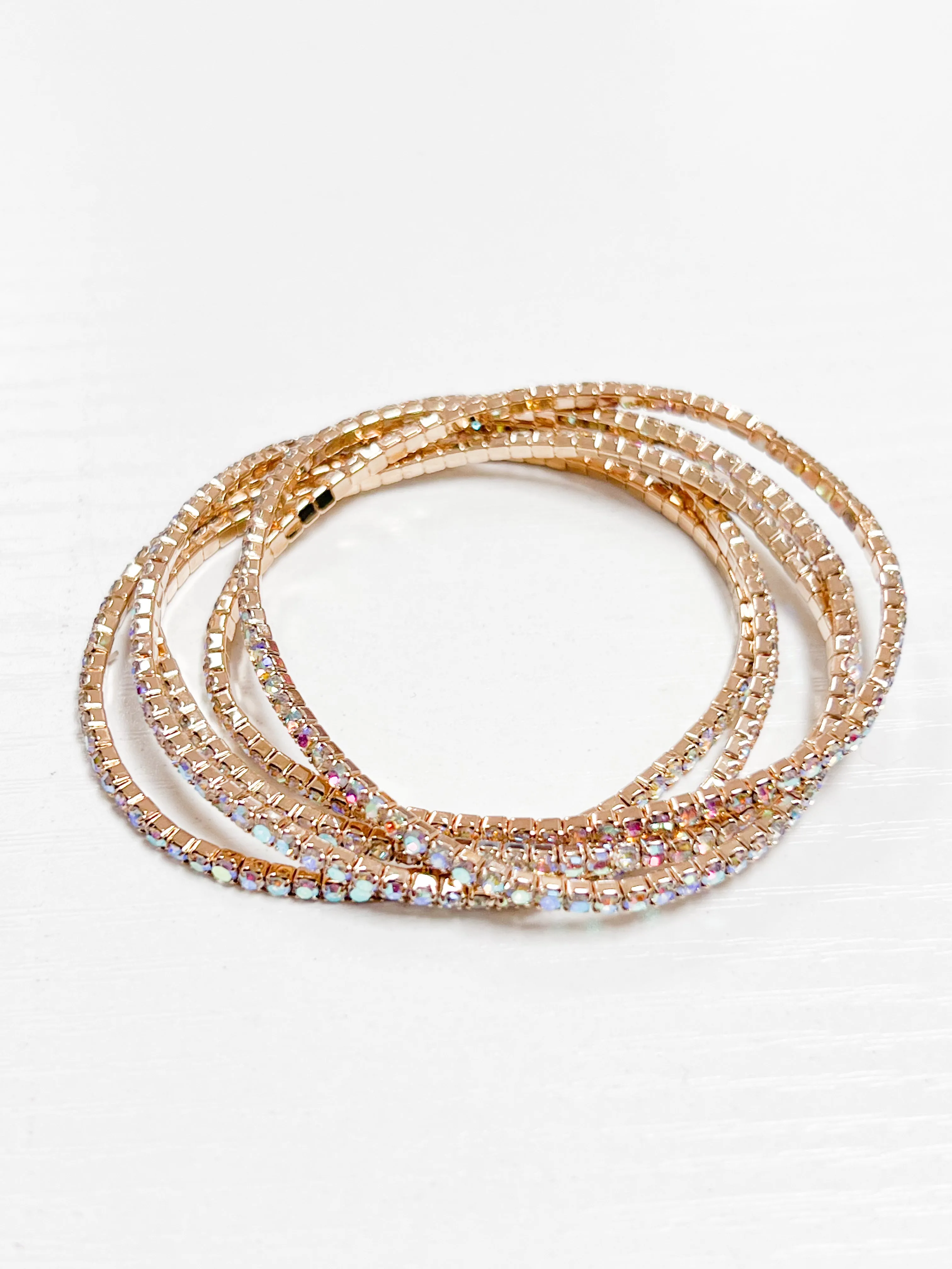 Harper - Rhinestone Bracelet Set (AB/Gold)