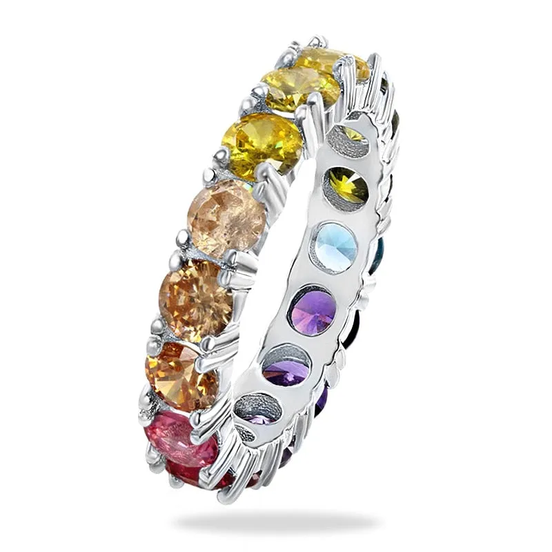 Huitan 5 Colors Shiny Cubic Zircon Women Rings / Gold Color Female Daily Wear Stylish Colorful Rings