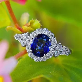 HUITAN Elegant Viintage Boho Finger Ring With Deep Blue Stone Setting