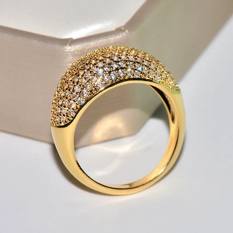 Inlaid Diamond Gold Ring For Women Wedding Party Jewelry