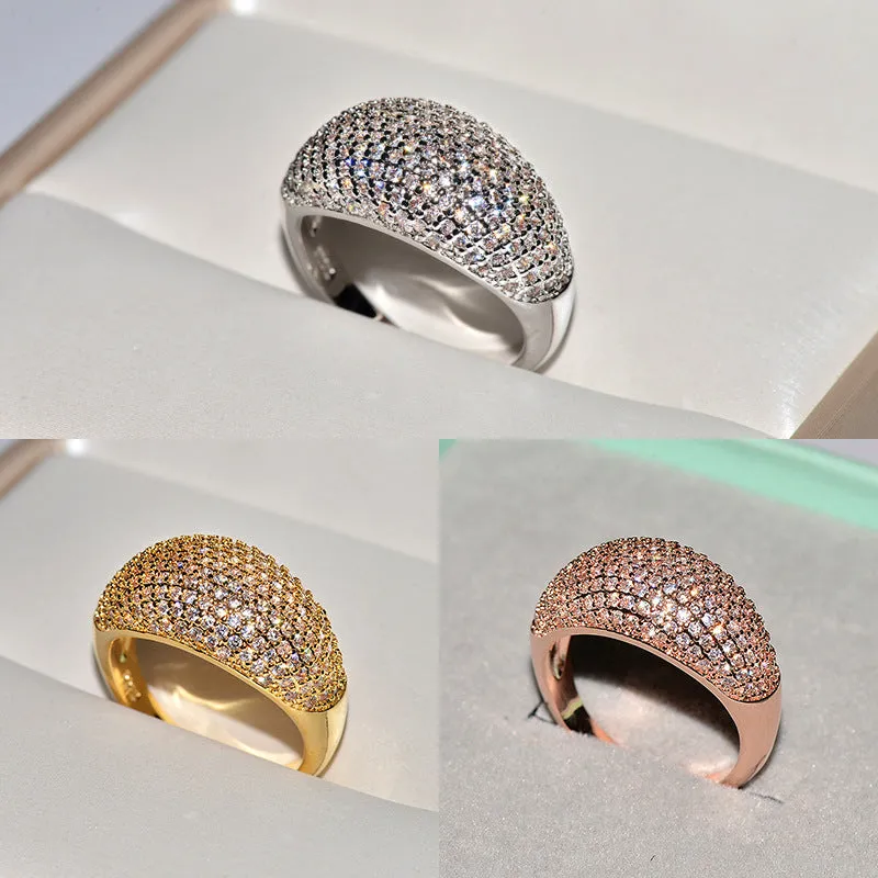 Inlaid Diamond Gold Ring For Women Wedding Party Jewelry