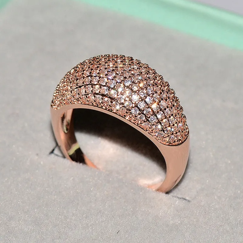 Inlaid Diamond Gold Ring For Women Wedding Party Jewelry