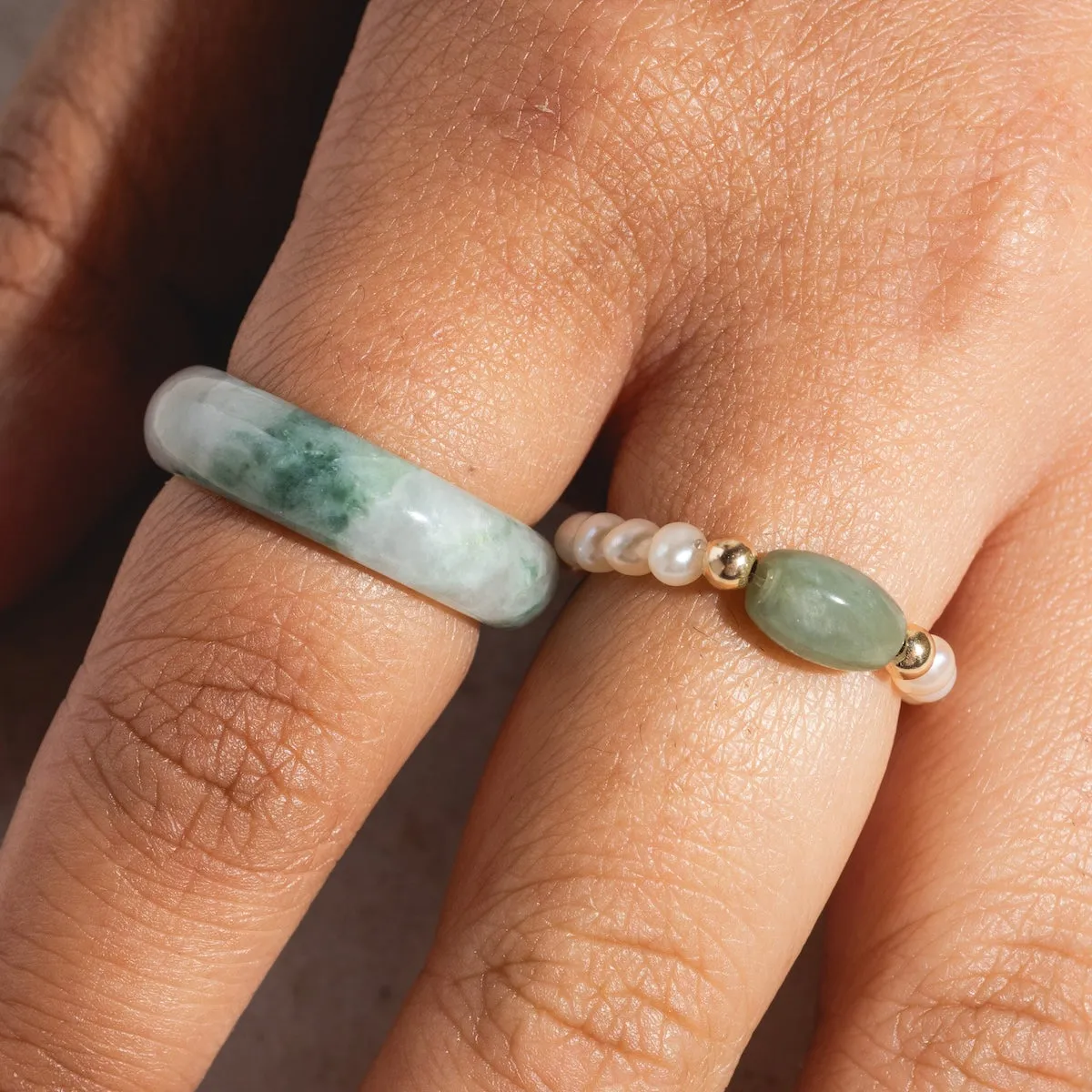 Isa Jade and Pearl Stretch Ring