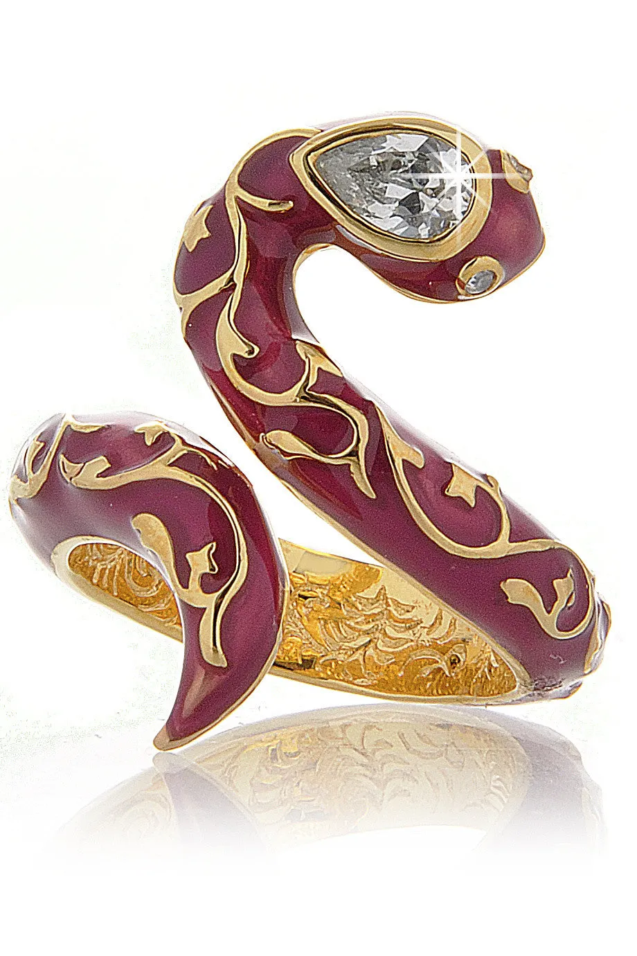 ISHARYA SERPENT Fuchsia Enamel Ring