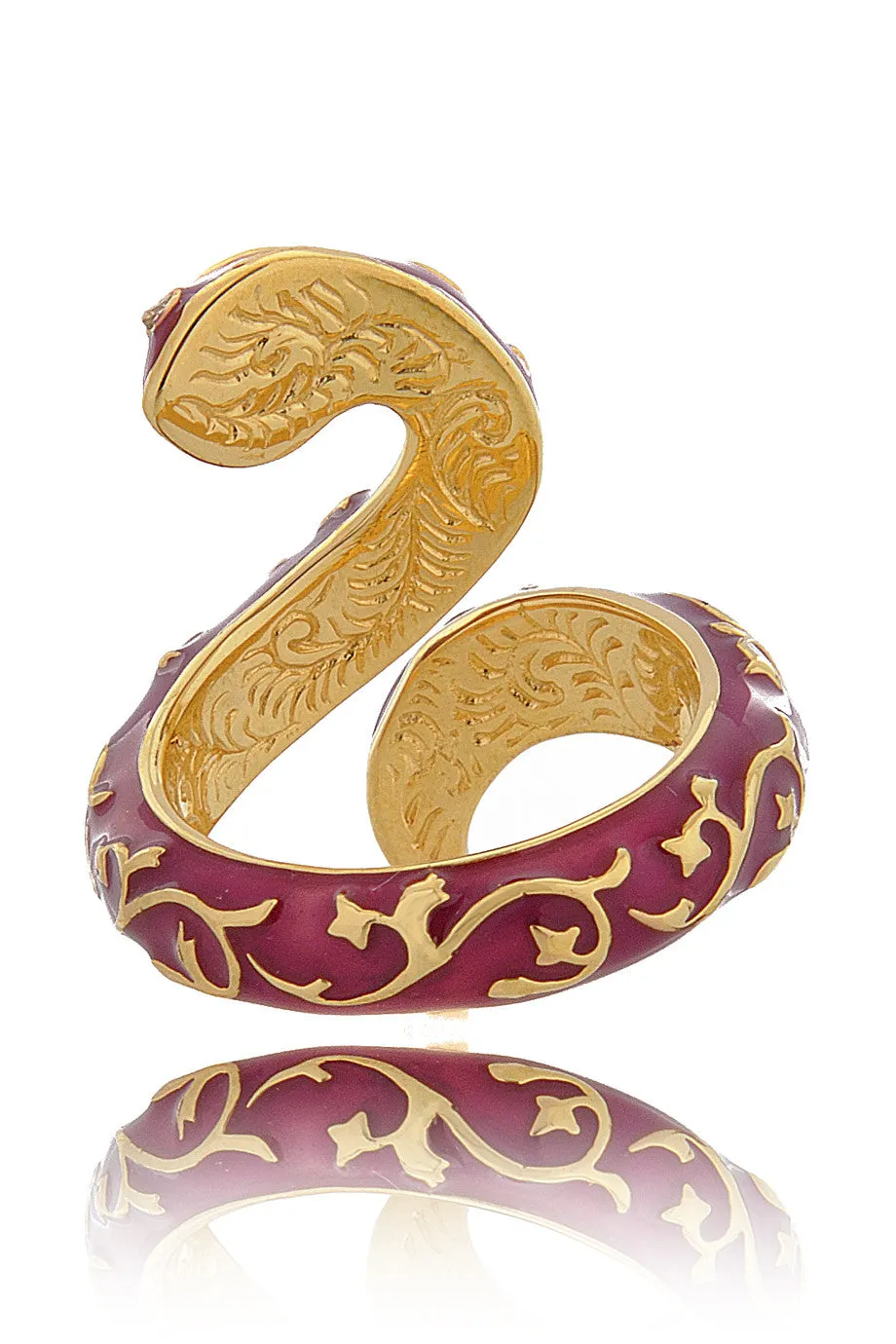 ISHARYA SERPENT Fuchsia Enamel Ring