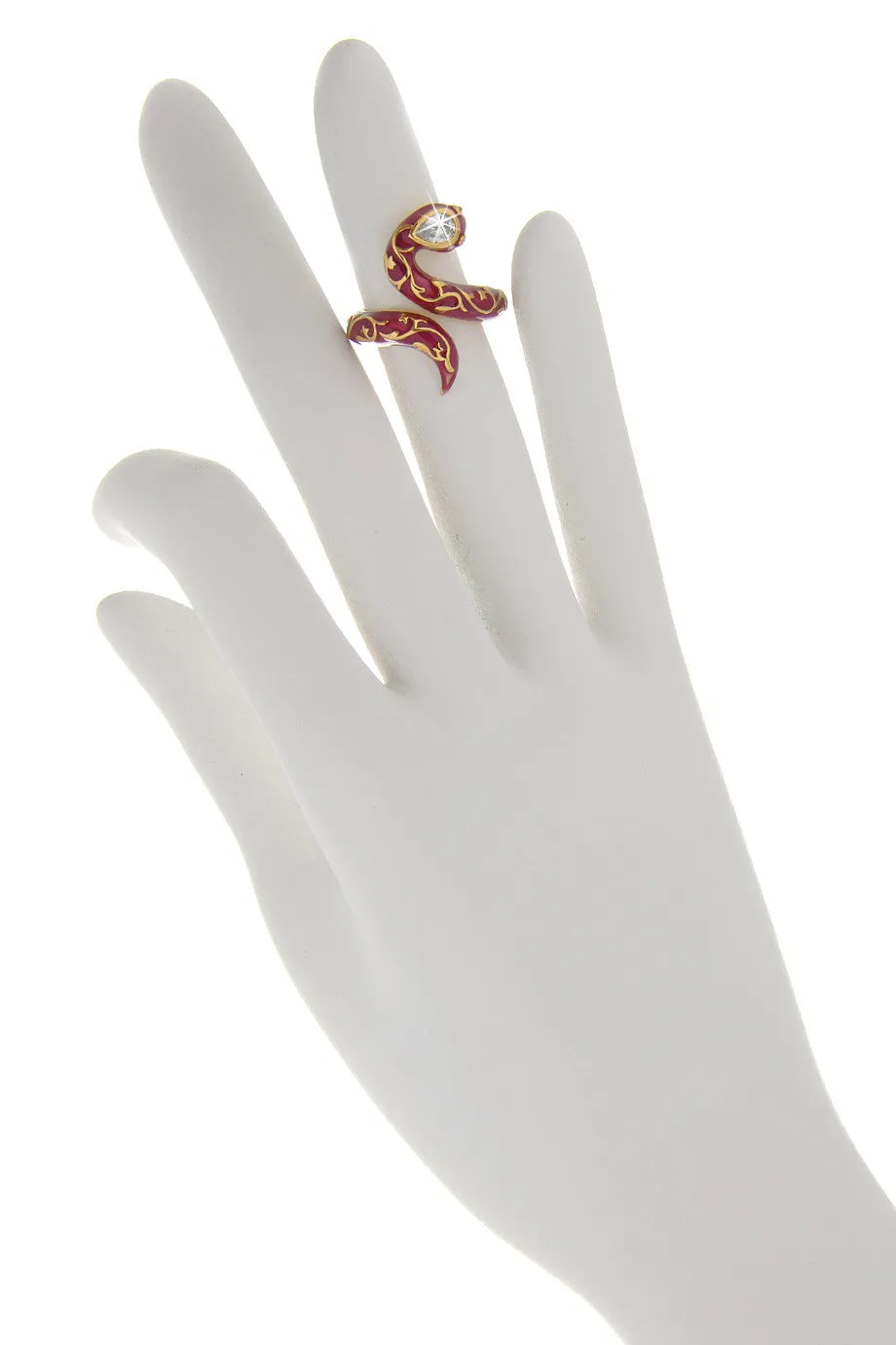 ISHARYA SERPENT Fuchsia Enamel Ring