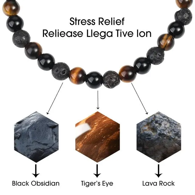 JSJOY Brown Tiger Eye Beaded Bracelets for Men Boys Bracelet